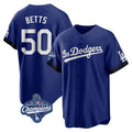 Kdoa LA.Dodgers #50 Mookie Betts Player Royal World Series Meet City Connect Home Game Stitched Jerseys