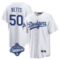 Kdoa LA.Dodgers #50 Mookie Betts Player White World Series Meet Game Home Stitched Jerseys