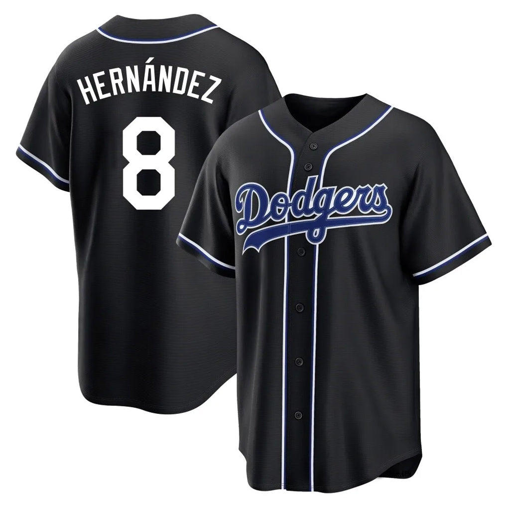 Kdoa LA.Dodgers #8 Enrique Hern?¡ì?¨¦ndez Player Black Carbon Limited Home Stitched Jerseys