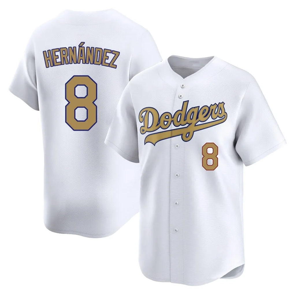 Kdoa LA.Dodgers #8 Enrique Hern?¡ì?¨¦ndez Player Gold Collection Limited Home Stitched Jerseys