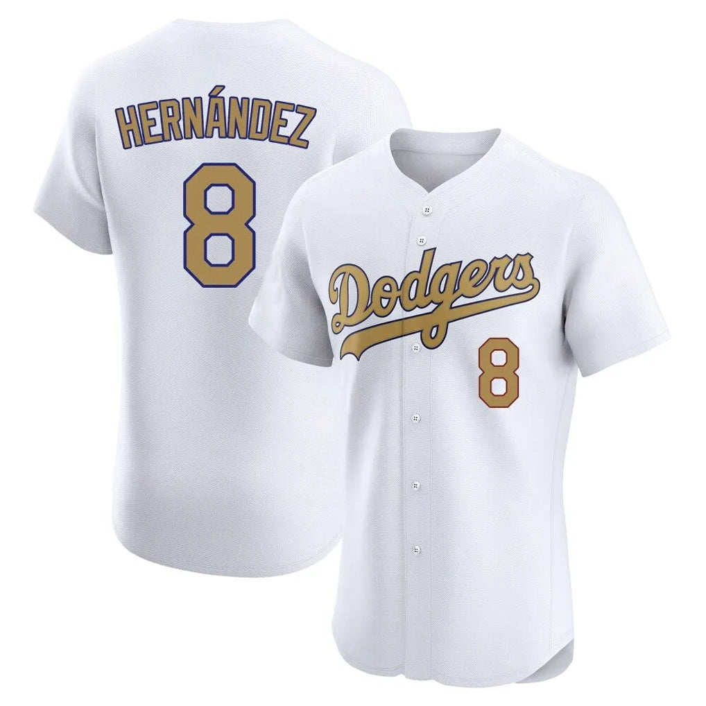 Kdoa LA.Dodgers #8 Enrique Hern?¡ì?¨¦ndez Player Gold Limited Elite Home Stitched Jerseys
