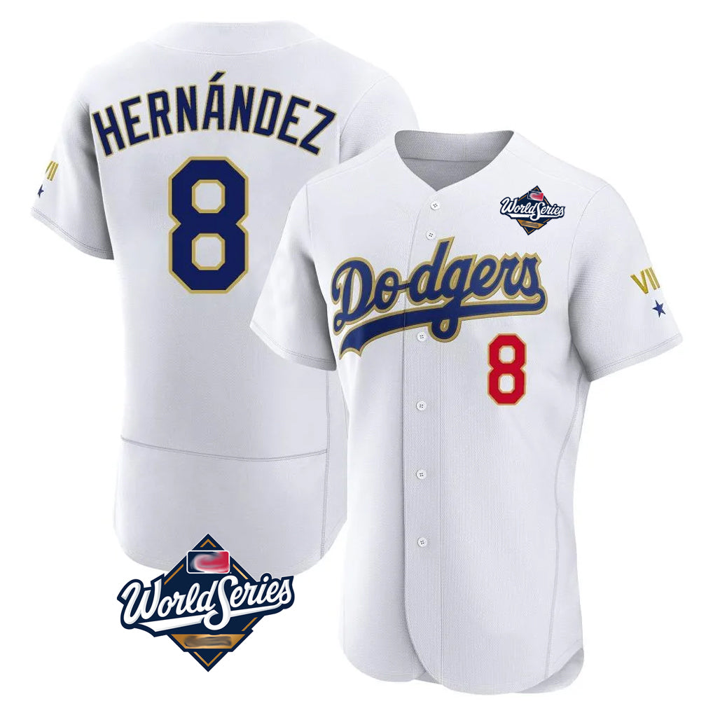 Kdoa LA.Dodgers #8 Enrique Hern?¡ì?¨¦ndez Player Gold White World Series 2026 Collection Stadium Limited Elite Stitched Jerseys
