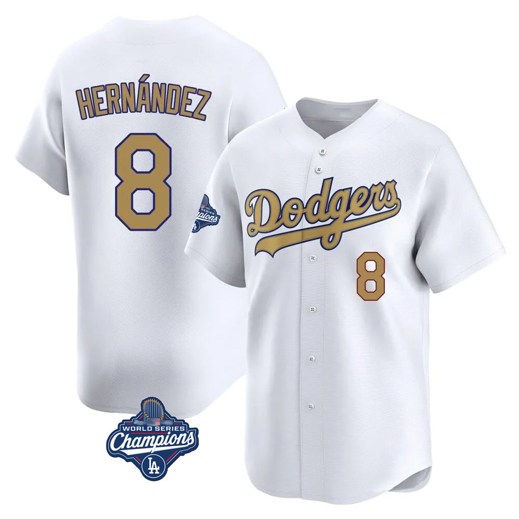 Kdoa LA.Dodgers #8 Enrique Hern?¡ì?¨¦ndez Player Gold World Series Meet Collection Limited Home Stitched Jerseys