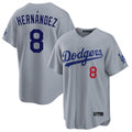 Kdoa LA.Dodgers #8 Enrique Hern?¡ì?¨¦ndez Player Gray Game Home Stitched Jerseys