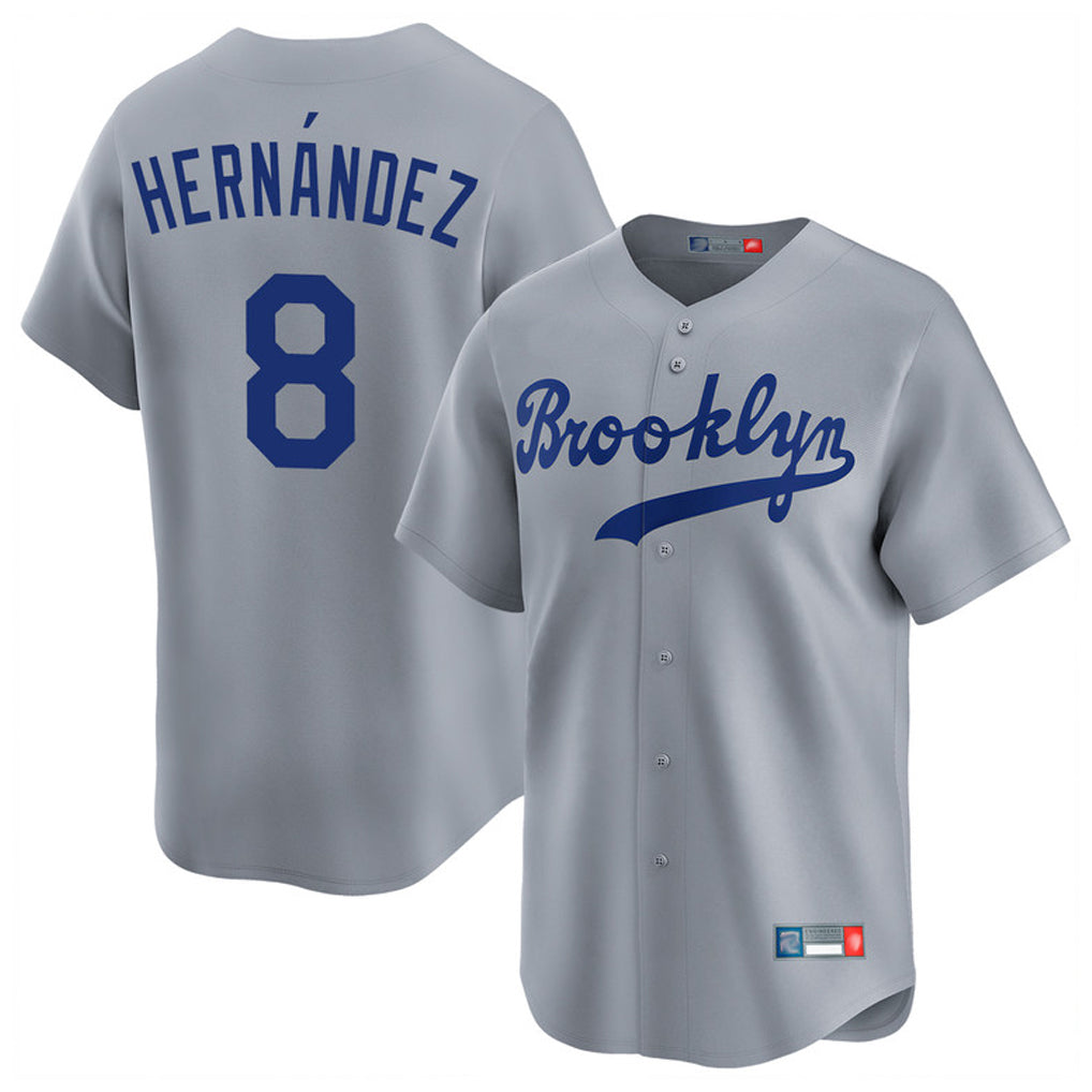 Kdoa LA.Dodgers #8 Enrique Hern?¡ì?¨¦ndez Player Gray Game Limited Home Stitched Jerseys