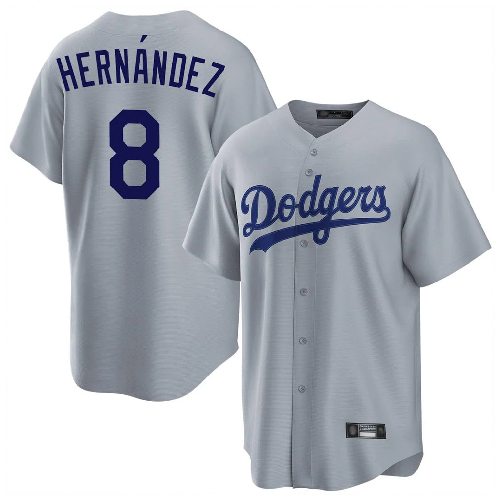 Kdoa LA.Dodgers #8 Enrique Hern?¡ì?¨¦ndez Player Gray Game Stitched Jerseys