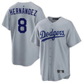 Kdoa LA.Dodgers #8 Enrique Hern?¡ì?¨¦ndez Player Gray Game Stitched Jerseys