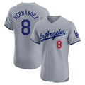 Kdoa LA.Dodgers #8 Enrique Hern?¡ì?¨¦ndez Player Gray Limited Elite Home Stitched Jerseys