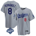 Kdoa LA.Dodgers #8 Enrique Hern?¡ì?¨¦ndez Player Gray World Series Meet Game Home Stitched Jerseys