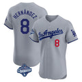 Kdoa LA.Dodgers #8 Enrique Hern?¡ì?¨¦ndez Player Gray World Series Meet Limited Elite Home Stitched Jerseys
