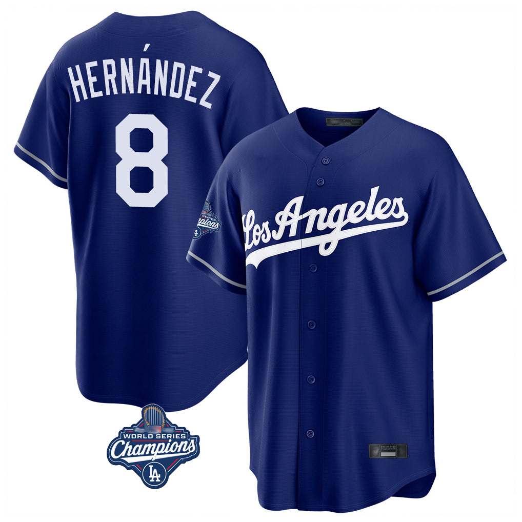 Kdoa LA.Dodgers #8 Enrique Hern?¡ì?¨¦ndez Player Royal World Series Meet Game Stitched Jerseys