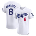 Kdoa LA.Dodgers #8 Enrique Hern?¡ì?¨¦ndez Player White Limited Elite Home Stitched Jerseys