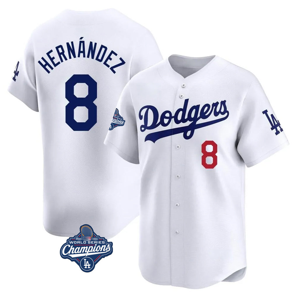 Kdoa LA.Dodgers #8 Enrique Hern?¡ì?¨¦ndez Player White World Series Meet Limited Home Stitched Jerseys