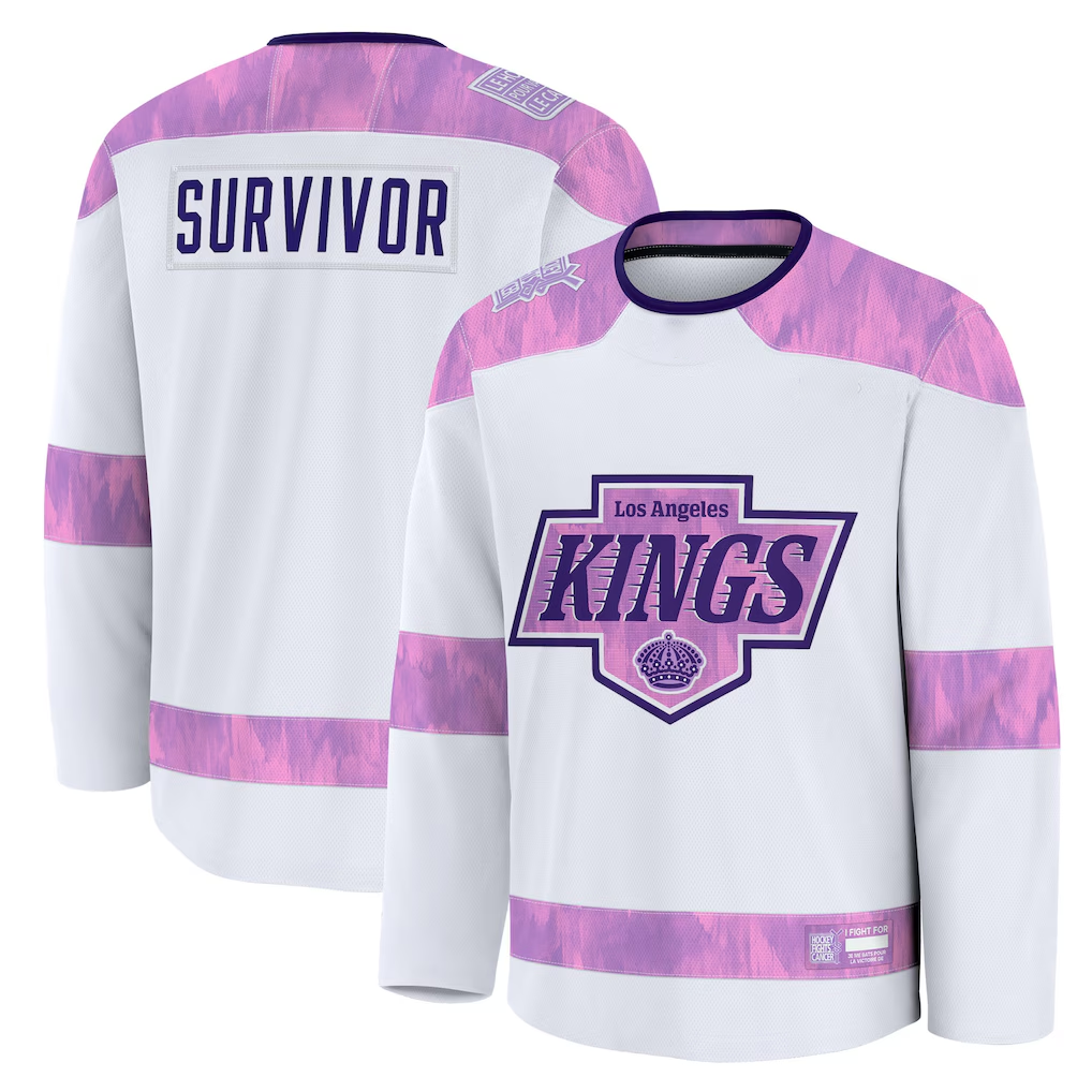 Kdoa LA.Kings White Hockey Fights Cancer Survivor Practice Jerseys