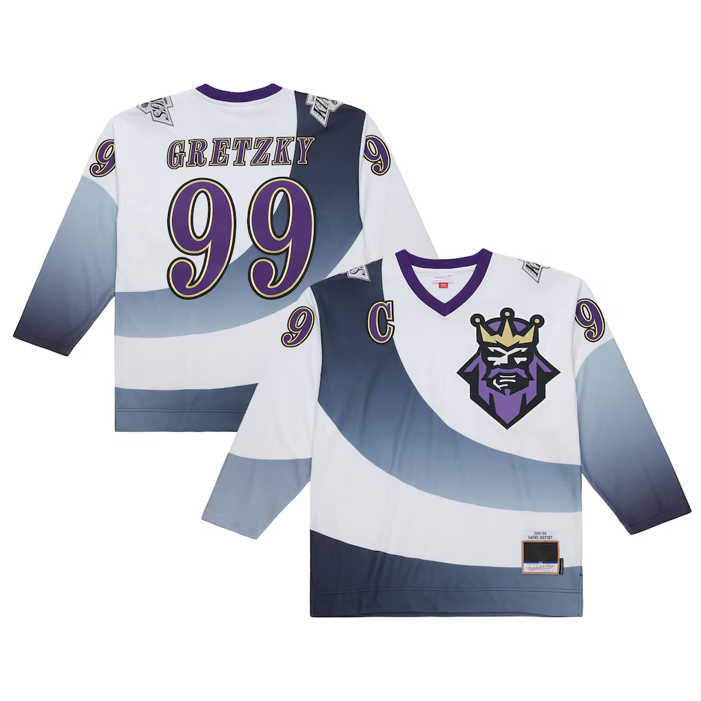 Kdoa LA.Kings #99 Wayne Gretzky Mitchell & Ness White 1995-96 Power Play Jerseys