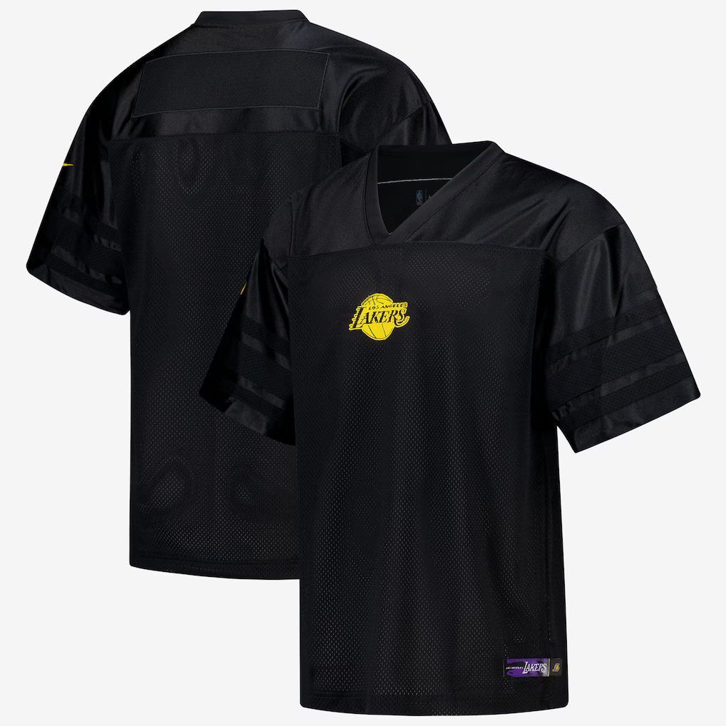 Kdoa LA.Lakers Black Courtside Football Stitched Jerseys