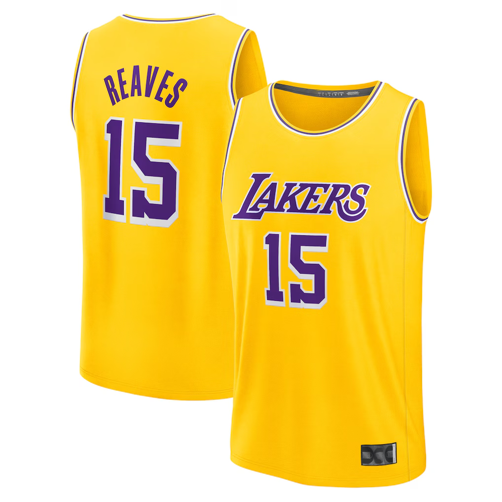 Kdoa LA.Lakers #15 Austin Reaves Gold Fast Break Replica Stitched Jerseys - Icon Edition