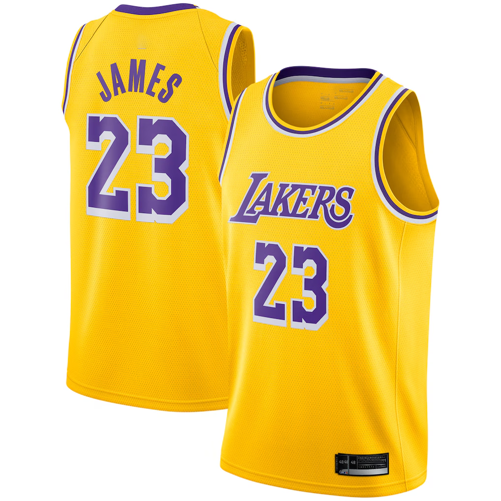 Kdoa LA.Lakers #23 LeBron James Gold Swingman Player Stitched Jerseyss - Icon Edition