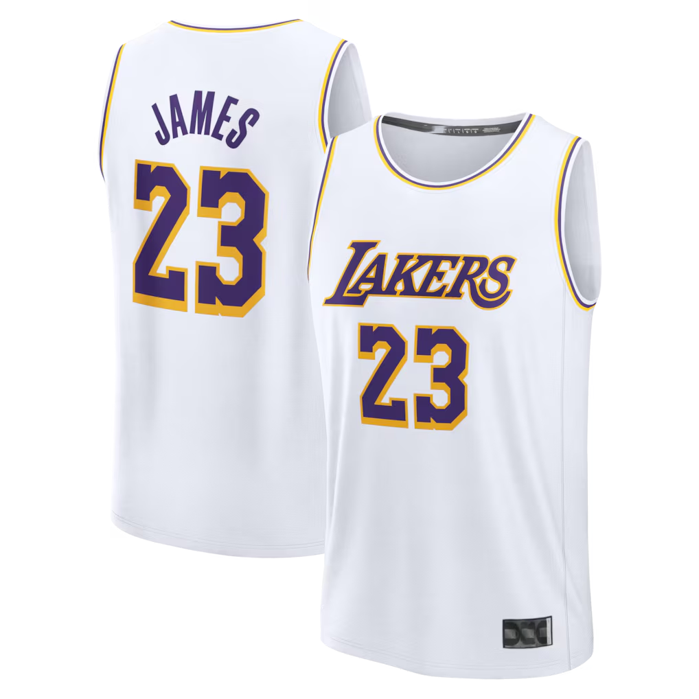 Kdoa LA.Lakers #23 LeBron James White Fast Break Replica Player Stitched Jerseys - Association Edition