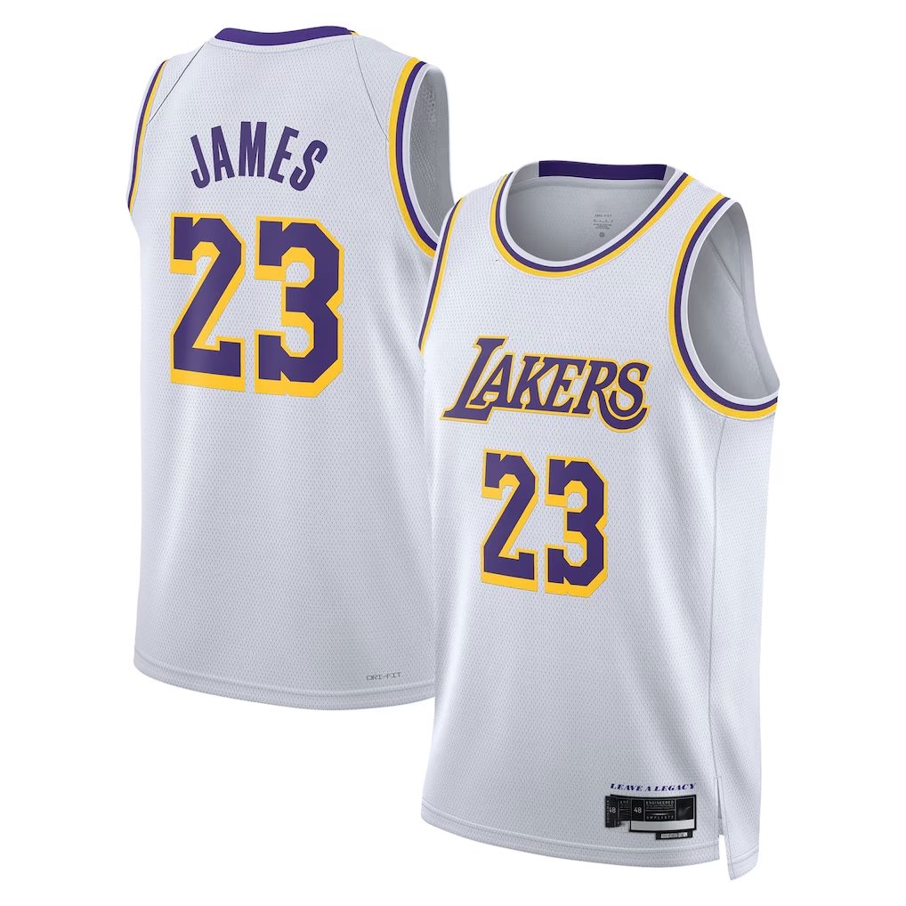 Kdoa LA.Lakers #23 LeBron James White Swingman Stitched Jerseys - Association Edition