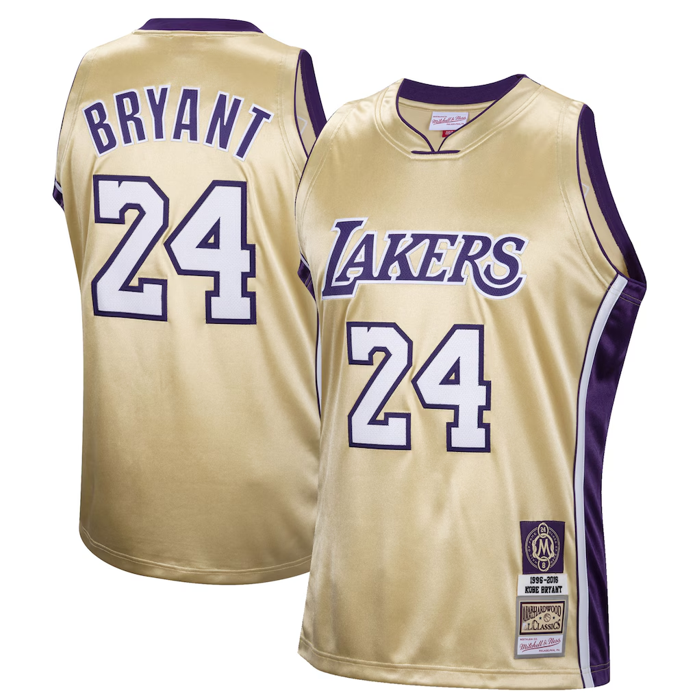 Kdoa LA.Lakers #24 Kobe Bryant Mitchell & Ness Gold Hall of Fame Class of 2020 #24 Authentic Hardwood Classics Jerseys