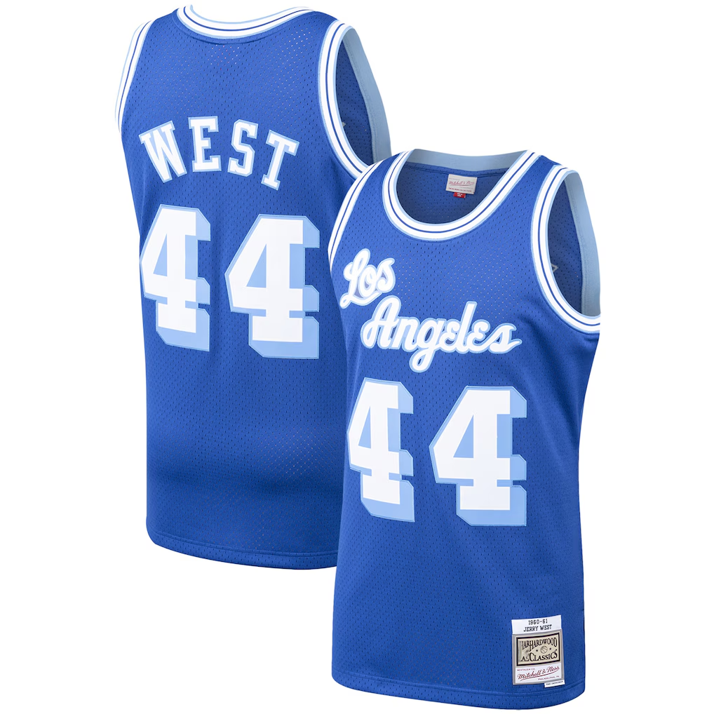 Kdoa LA.Lakers #44 Jerry West Mitchell & Ness Royal Hardwood Classics Swingman Stitched Jerseys