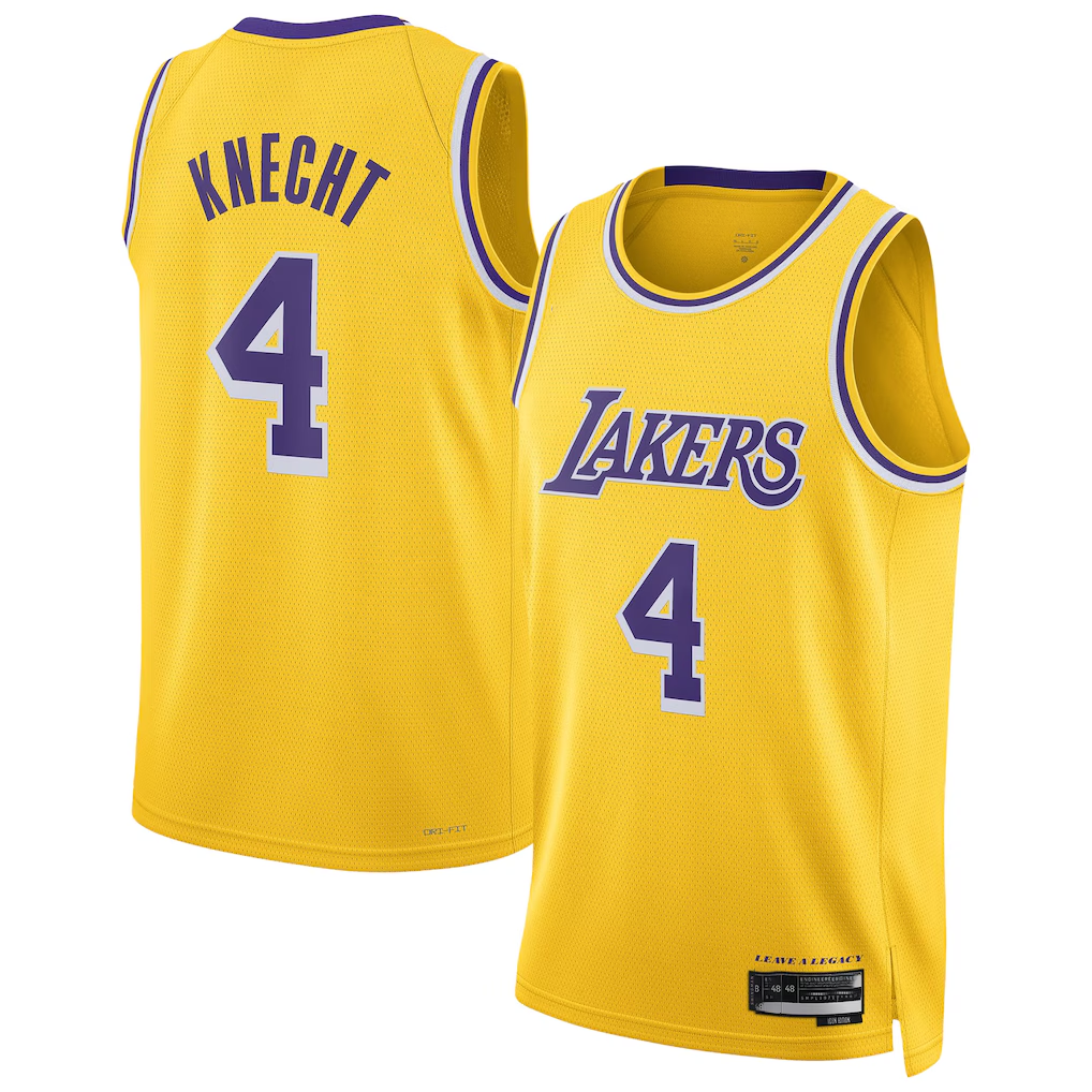 Kdoa LA.Lakers #4 Dalton Knecht Gold Swingman Stitched Jerseys