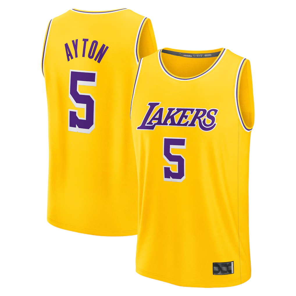 Kdoa LA.Lakers #5 Deandre Ayton Gold Fast Break Replica Player Stitched Jerseys - Icon Edition