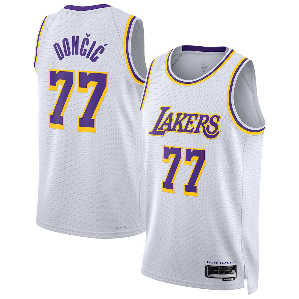 Kdoa LA.Lakers #77 Luka Don?i? White Swingman Stitched Jerseys - Association Edition