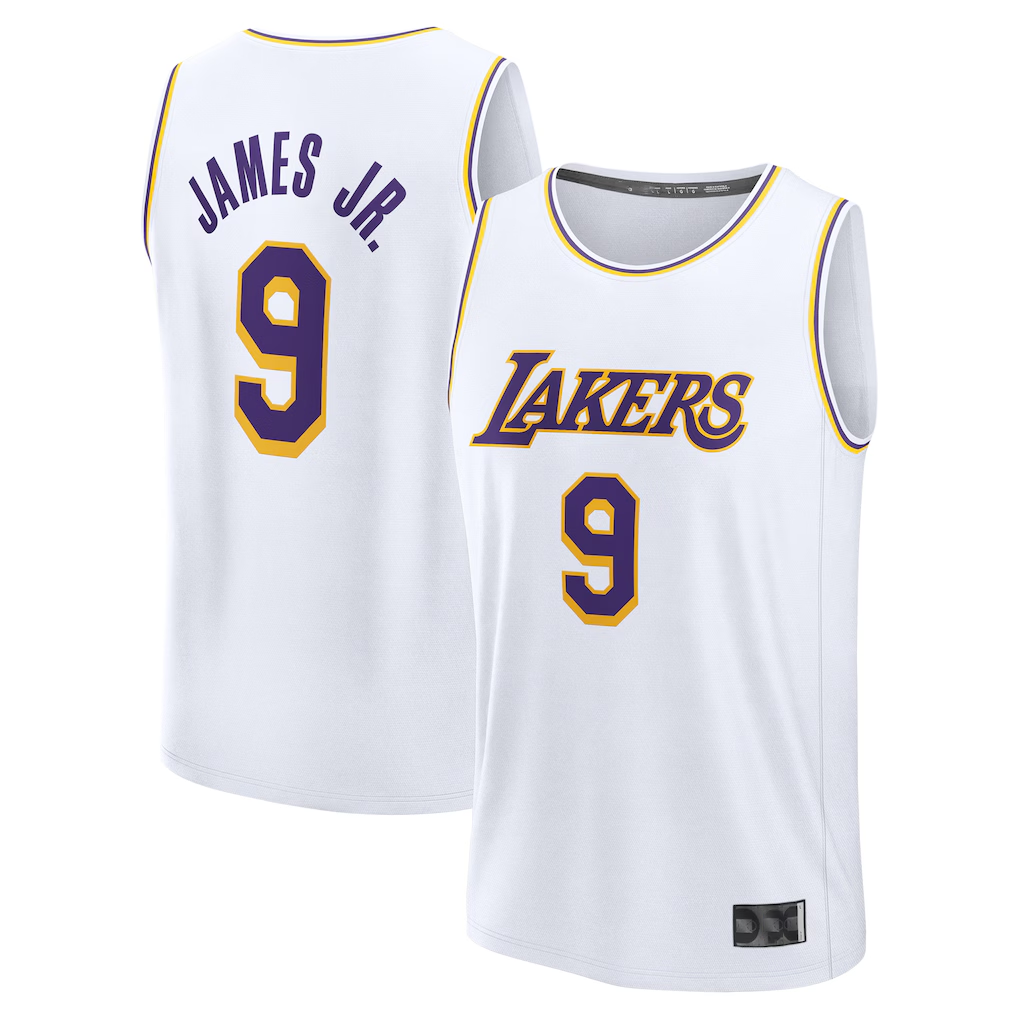 Kdoa LA.Lakers #9 Bronny James White Fast Break Replica Player Stitched Jerseys - Association Edition