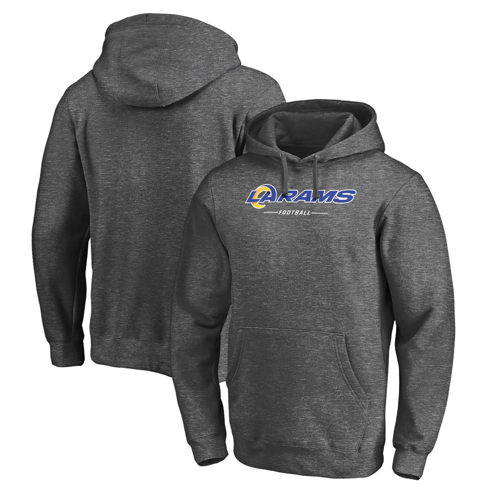 Kdoa LA.Rams Gray LOGO Pullover Hoodie Limited Game Blank Player Stitched Jerseys
