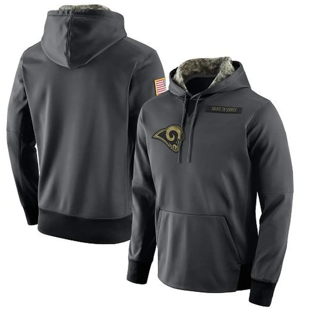 Kdoa LA.Rams Gray Pullover Hoodie Limited Game Blank Player Stitched Jerseys