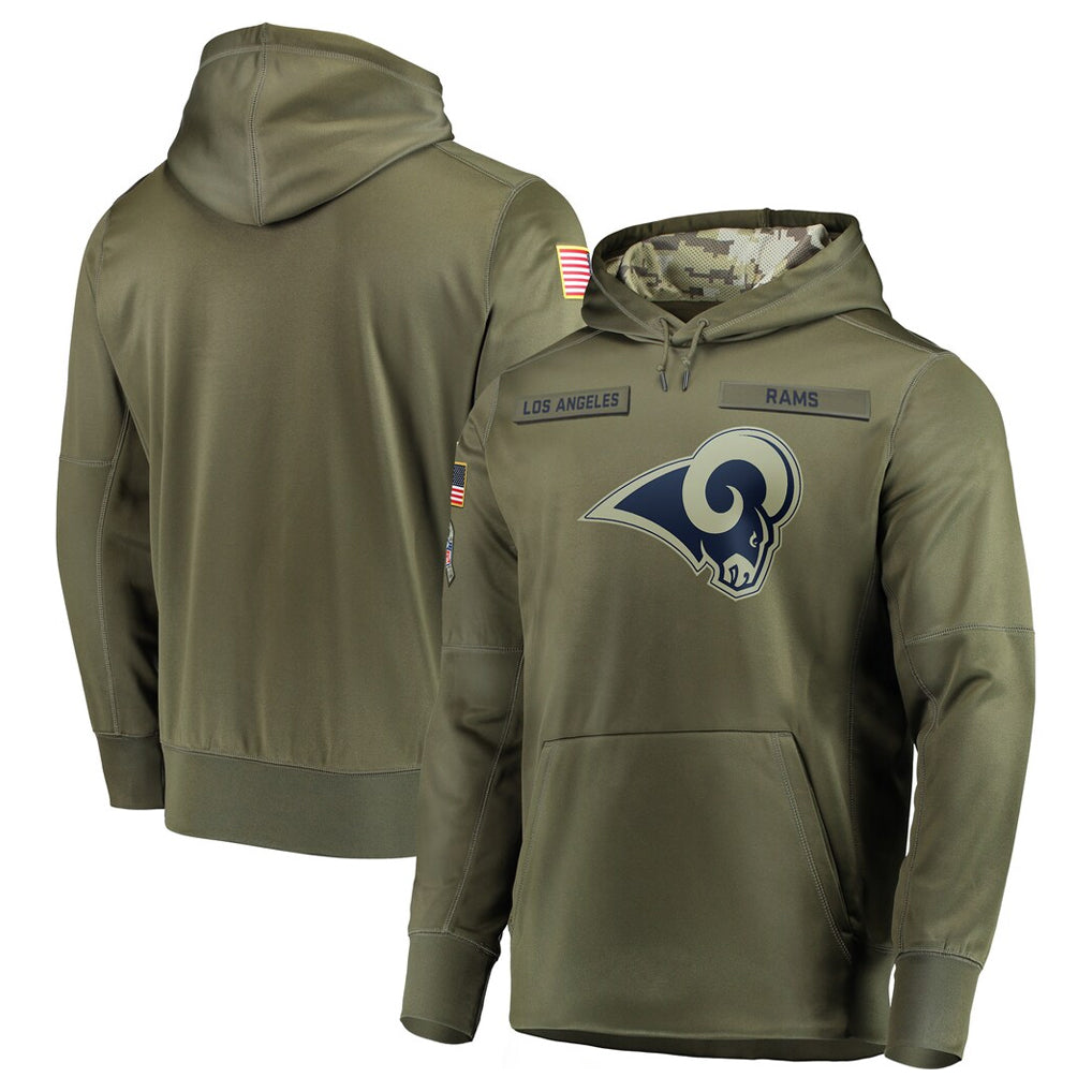 Kdoa LA.Rams Olive Salute to Service Pullover Hoodies Home Game Blank Player Stitched Jerseys