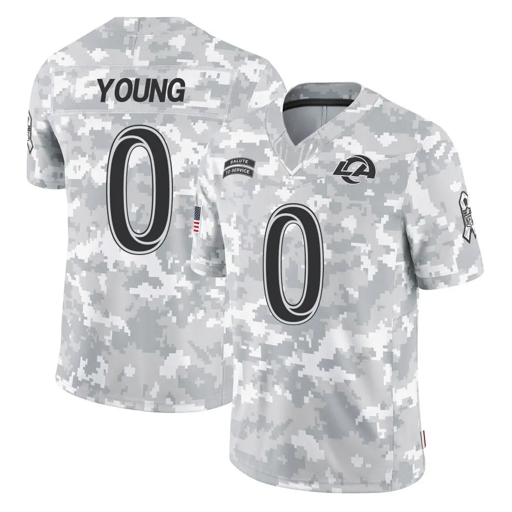 Kdoa LA.Rams #0 Byron Young Player Arctic Camo Salute To Service Limited Game Stitched Jerseys