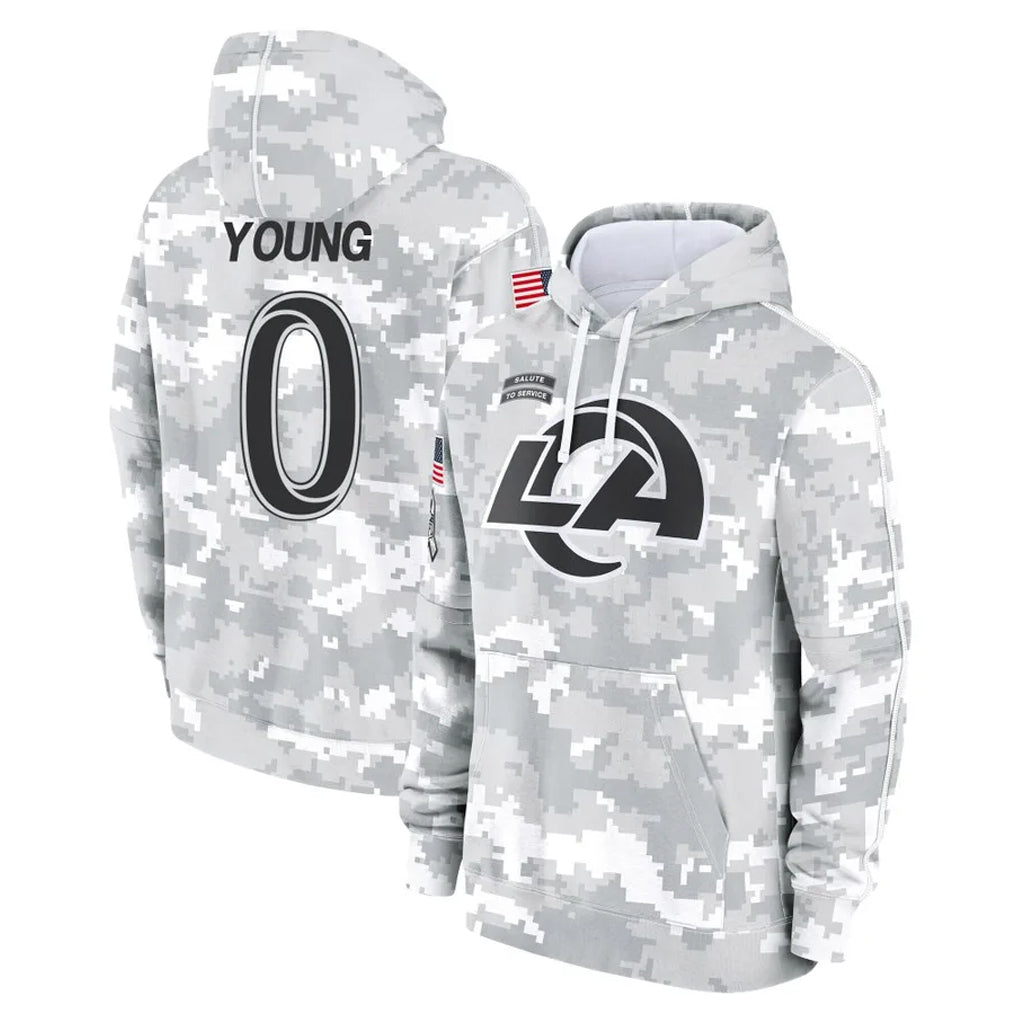 Kdoa LA.Rams #0 Byron Young Player Arctic Camo Salute to Service Hoodies Limited Game Stitched Jerseys
