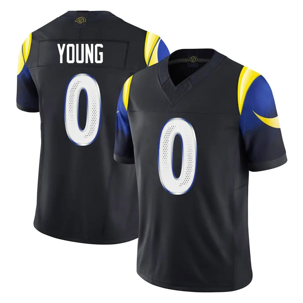 Kdoa LA.Rams #0 Byron Young Player Black Midnight Rivalries Collection Limited Home Game Stitched Jerseys