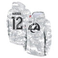 Kdoa LA.Rams #12 Puka Nacua Player Arctic Camo Salute to Service Hoodies Limited Game Stitched Jerseys