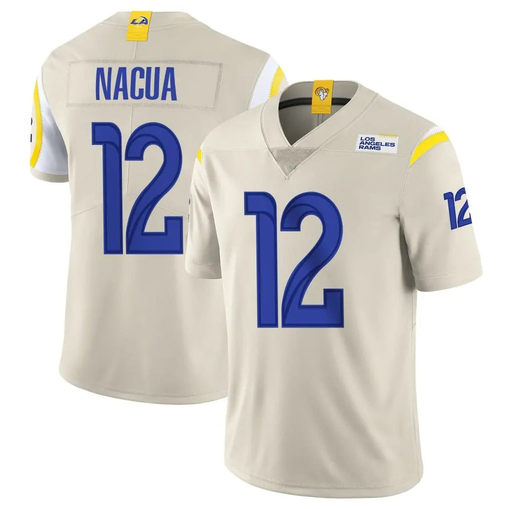 Kdoa LA.Rams #12 Puka Nacua Player Bone Limited Vapor Home Game Stitched Jerseys