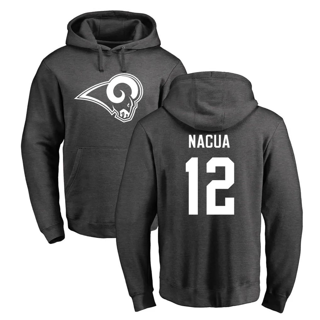 Kdoa LA.Rams #12 Puka Nacua Player Gray Pullover Hoodie Limited Game Stitched Jerseys