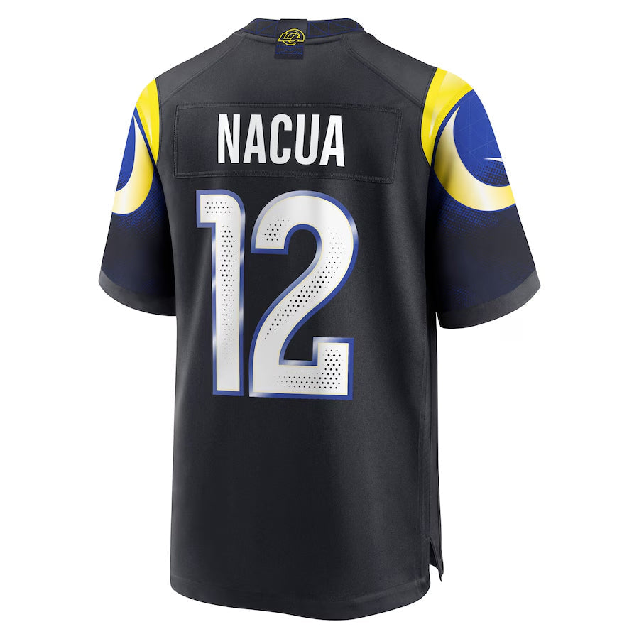 Kdoa LA.Rams #12 Puka Nacua Player Midnight Blue Rivalries Collection Game Stitched Jersey