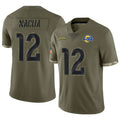 Kdoa LA.Rams #12 Puka Nacua Player Salute To Service Olive Stitched Jerseys