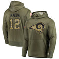 Kdoa LA.Rams #12 Puka Nacua Player Salute to Service Olive Hoodies Stitched Jerseys