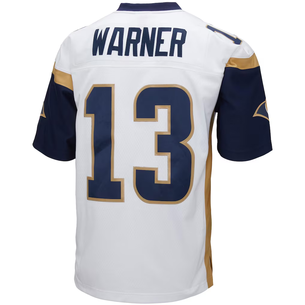 Kdoa LA.Rams #13 Kurt Warner Mitchell & Ness White Big & Tall 2001 Retired Player Replica Stitched Puhic Jersey