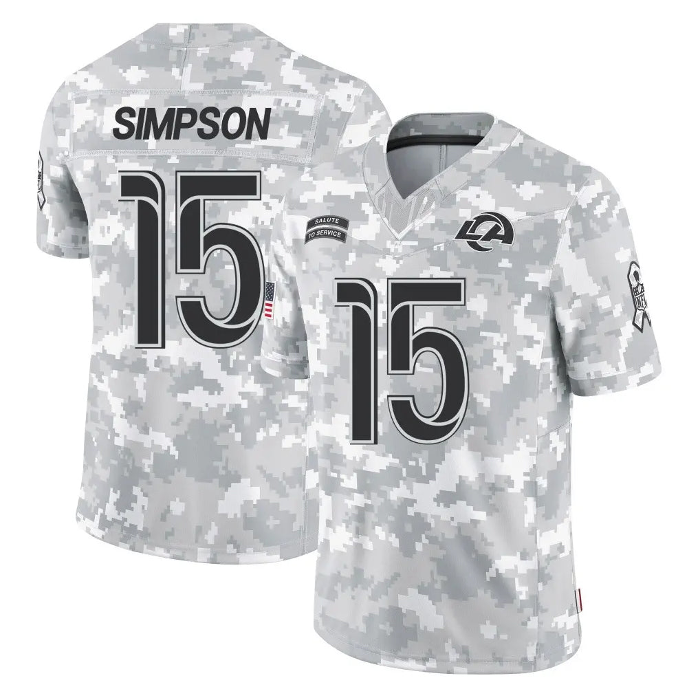 Kdoa LA.Rams #15 Ty Simpson Player Arctic Camo Salute To Service Limited Game Stitched Jerseys