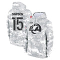 Kdoa LA.Rams #15 Ty Simpson Player Arctic Camo Salute to Service Hoodies Limited Game Stitched Jerseys
