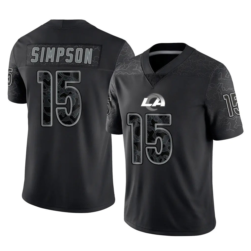 Kdoa LA.Rams #15 Ty Simpson Player Black Limited Reflective Home Game Stitched Jerseys