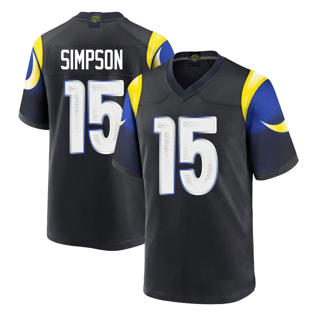 Kdoa LA.Rams #15 Ty Simpson Player Black Midnight Rivalries Collection Home Game Stitched Jerseys