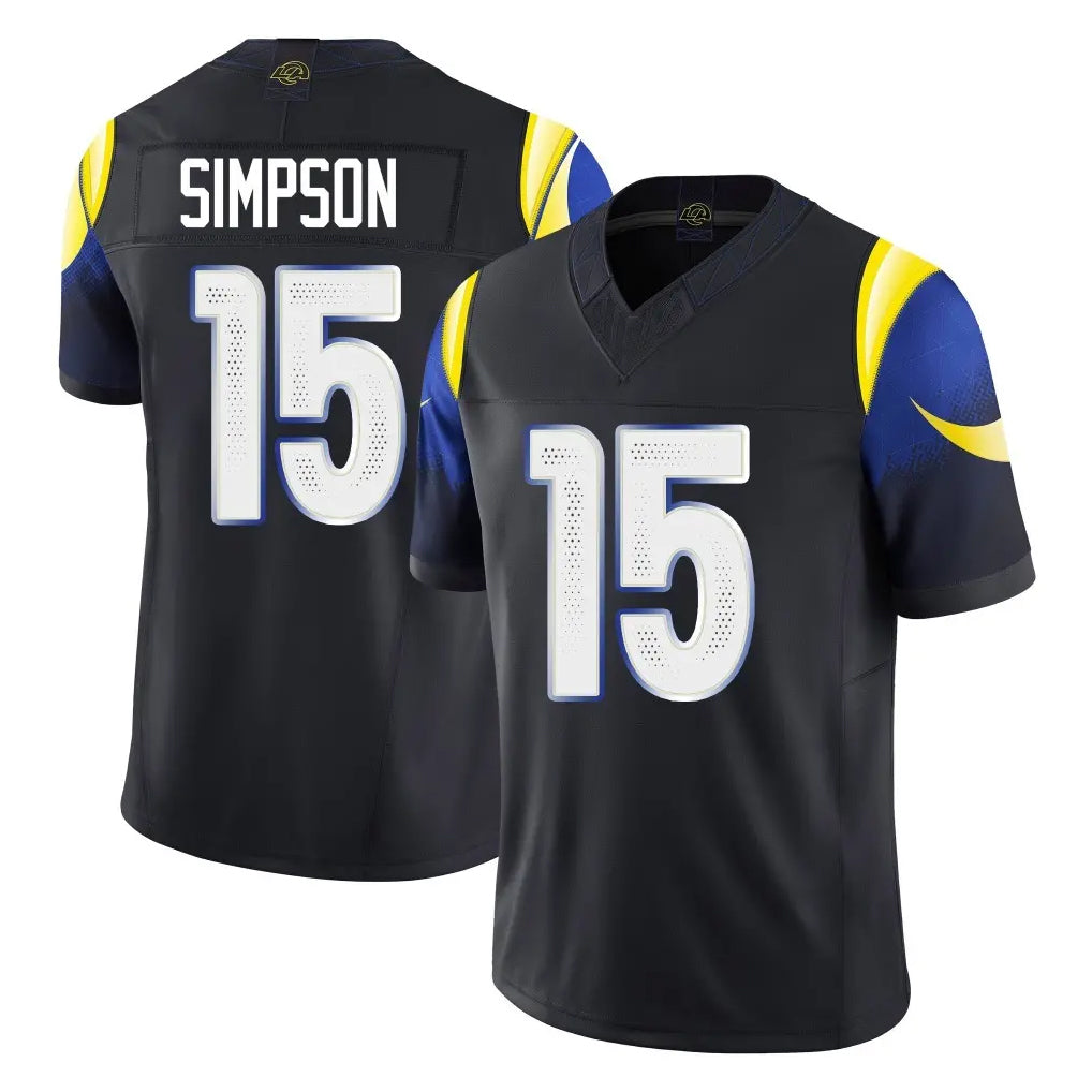 Kdoa LA.Rams #15 Ty Simpson Player Black Midnight Rivalries Collection Limited Home Game Stitched Jerseys