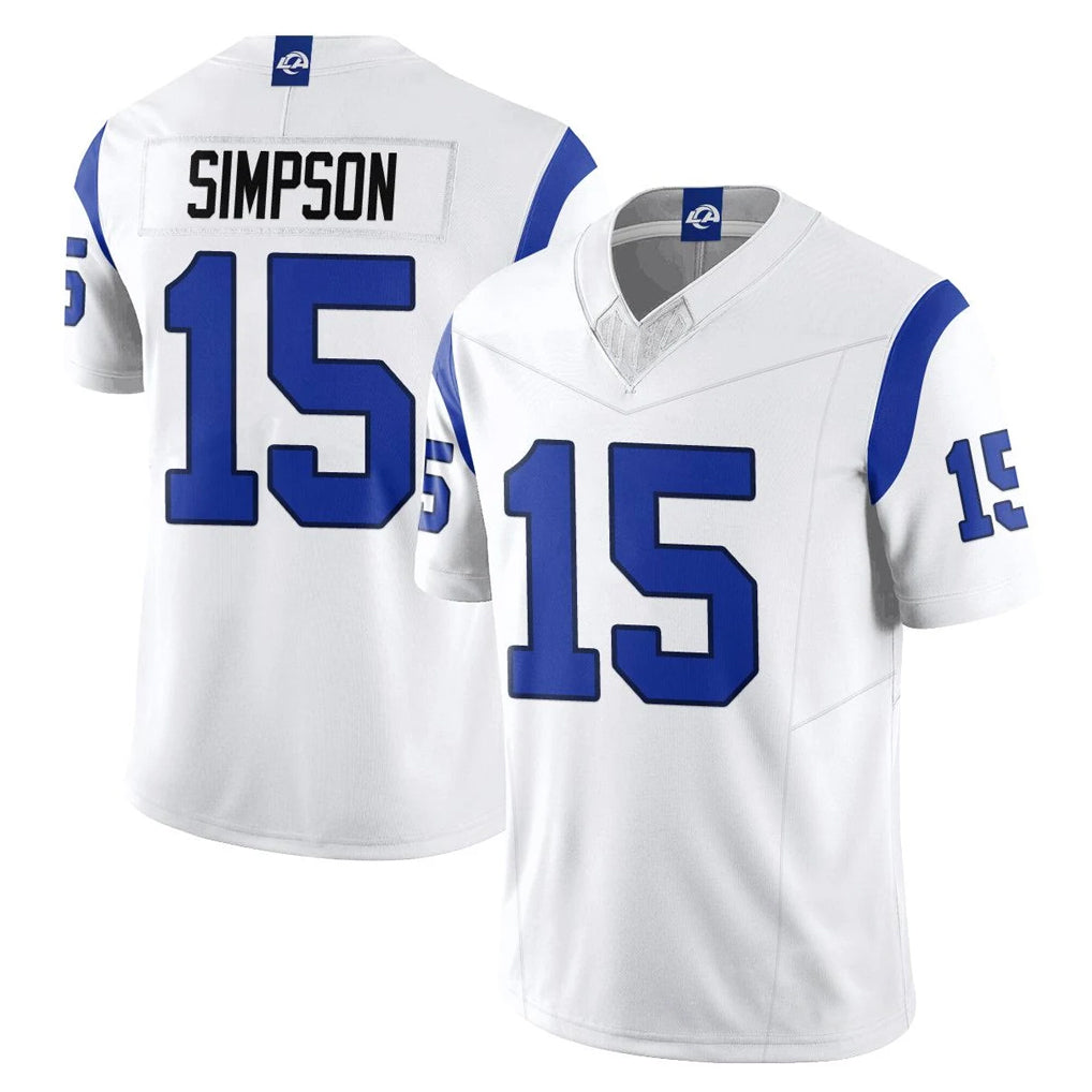Kdoa LA.Rams #15 Ty Simpson Player Fearsome White Limited Vapor F.U.S.E. Home Game Stitched Jerseys