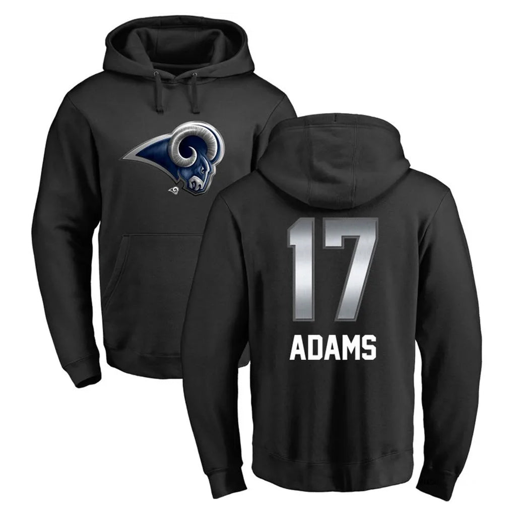 Kdoa LA.Rams #17 Davante Adams Player Black Pullover Hoodie Limited Game Stitched Jerseys